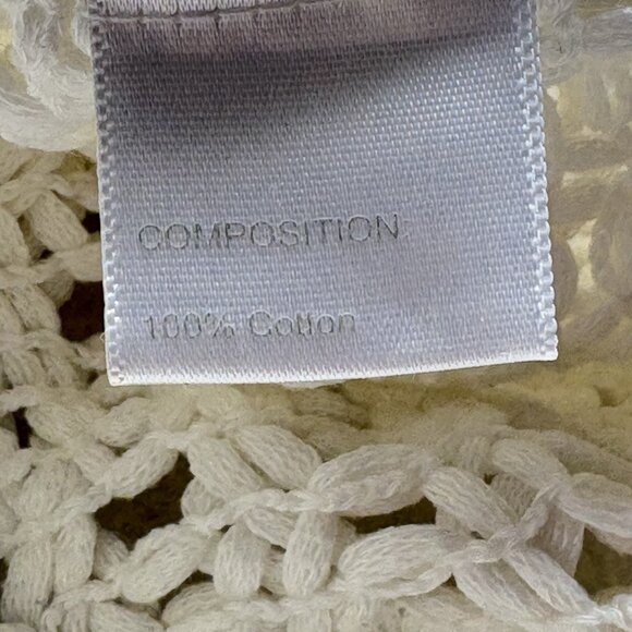 WAI MING Women Open Knit Crochet Tank Top Sz L White Racerback Spring 17-12 - Picture 6 of 9